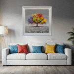 Multicoloured Cherry Tree - Framed Wall Art for living rooms - Image 3