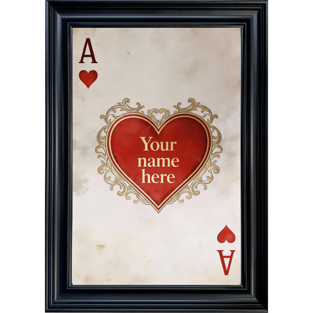 Ace of Hearts - personalised Framed Playing Card Wall Art