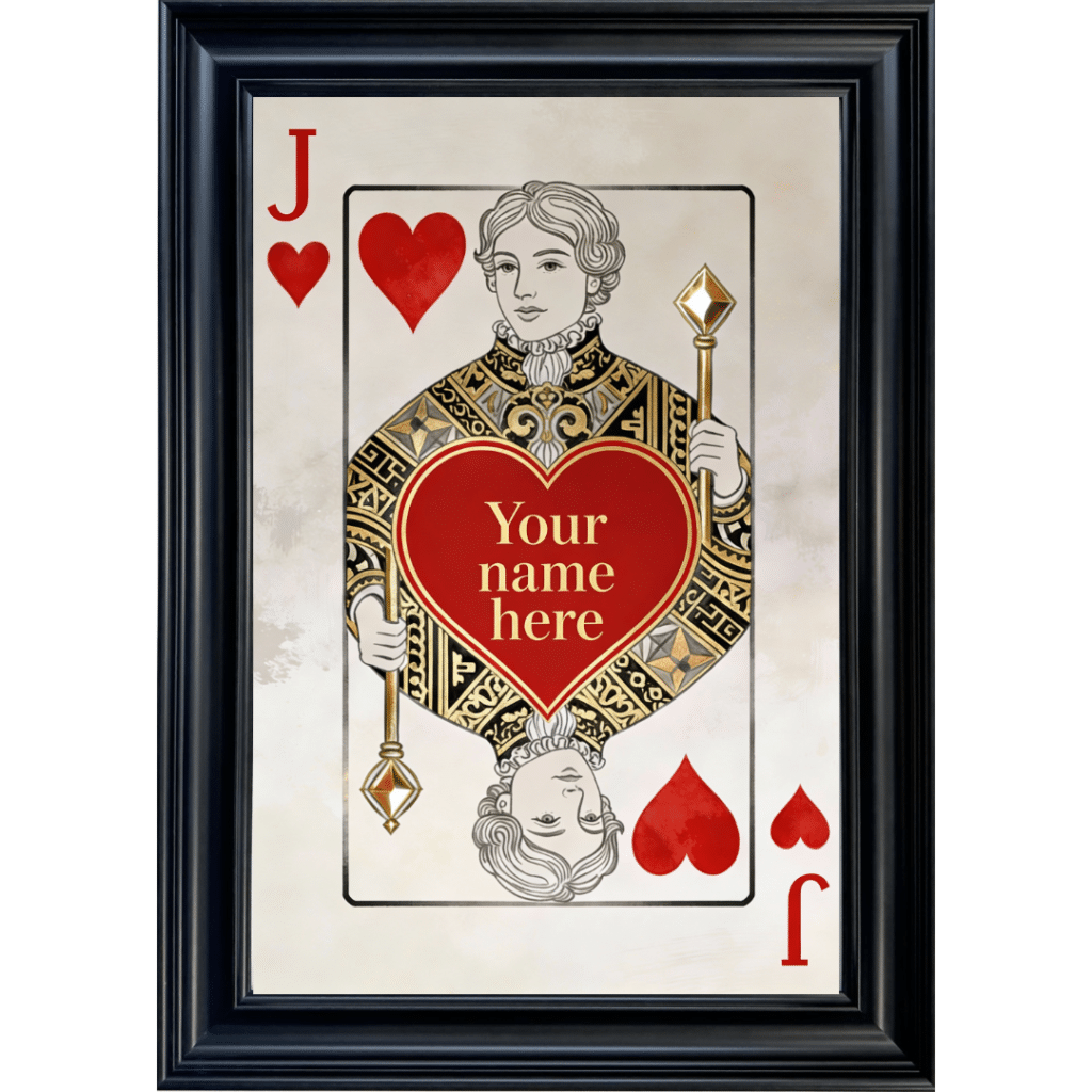Jack of Hearts - Personalised Framed Playing Card Wall Art