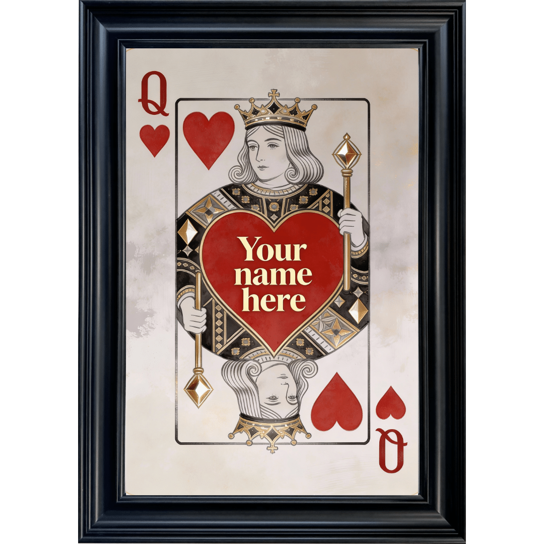 Untitled (77) Queen of Hearts - Personalised Framed Playing Card Wall Art
