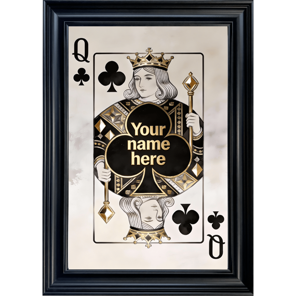 Queen of Clubs - Personalised Framed Playing Card Wall Art