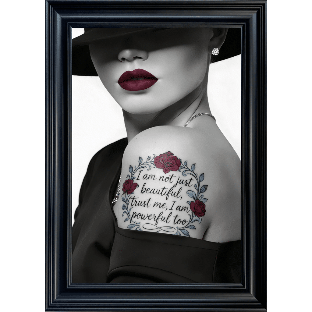 Beautiful and Powerful Tattooed Woman - Framed Wall Art