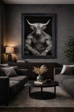 Stag Framed Wall Art – Tattooed Mafia Deer Statement Animal Wall Decor - Image 2