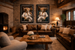 Highland Cow in White Floral Suit Wall Art | Luxury Framed Animal Art - Image 3