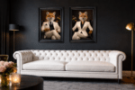 Fox in White Floral Suit Wall Art | Luxury Framed Animal Art - Image 4