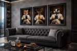 Stag in White Floral Suit Wall Art | Luxury Framed Animal Art - Image 2