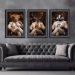 Stag in White Floral Suit Wall Art | Luxury Framed Animal Art - Image 5