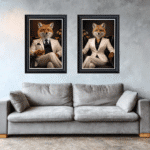 Fox in White Floral Suit Wall Art | Luxury Framed Animal Art - Image 6