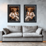 Highland Cow in White Floral Suit Wall Art | Luxury Framed Animal Art - Image 5