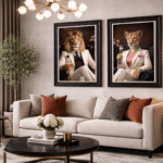 Lion in White Floral Suit Wall Art | Luxury Framed Animal Art - Image 5
