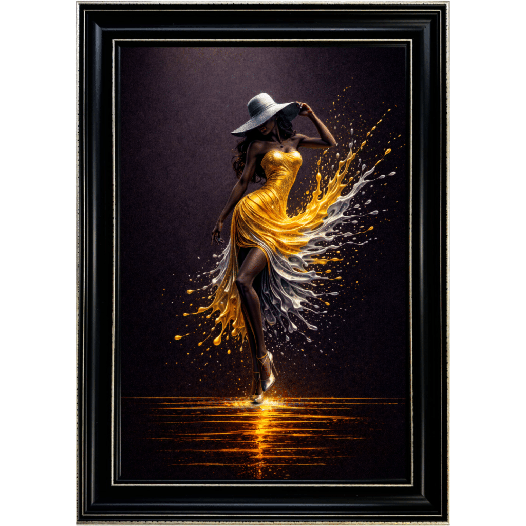 gold abstract wall art with flowing feminine figure