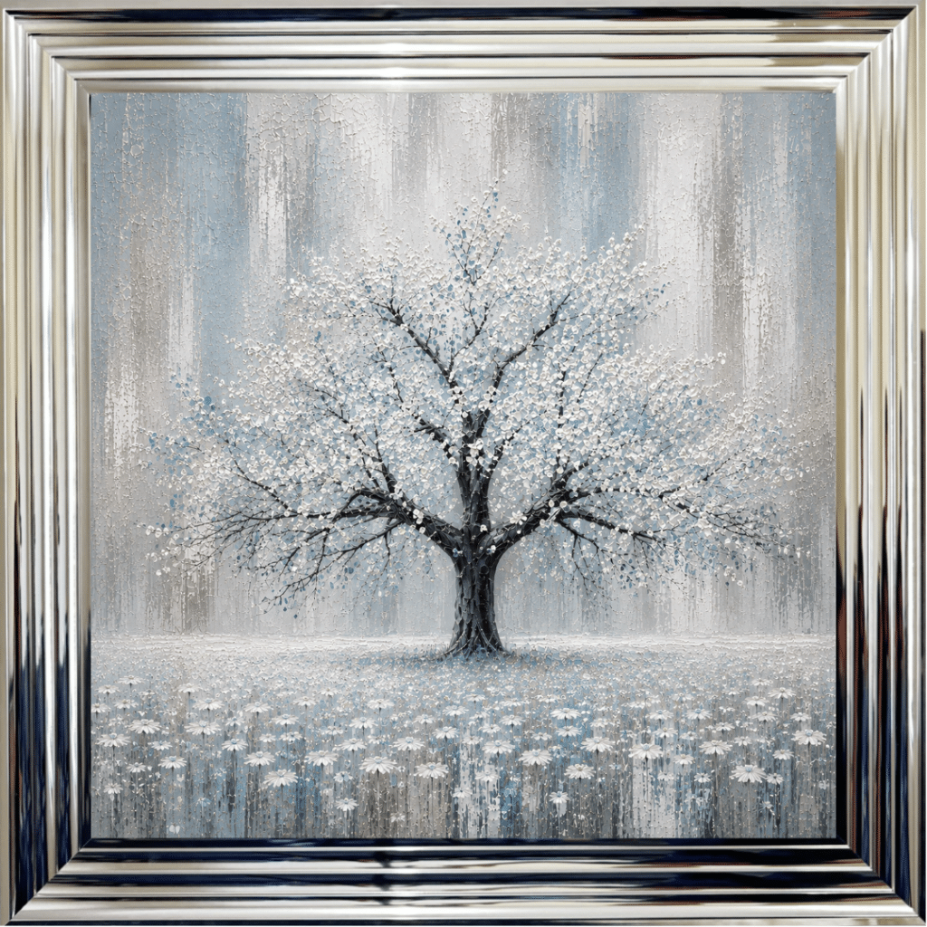 Blue Abstract Cherry Tree - Framed Wall Art