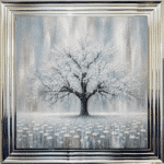 Blue Abstract Cherry Tree - Framed Wall Art
