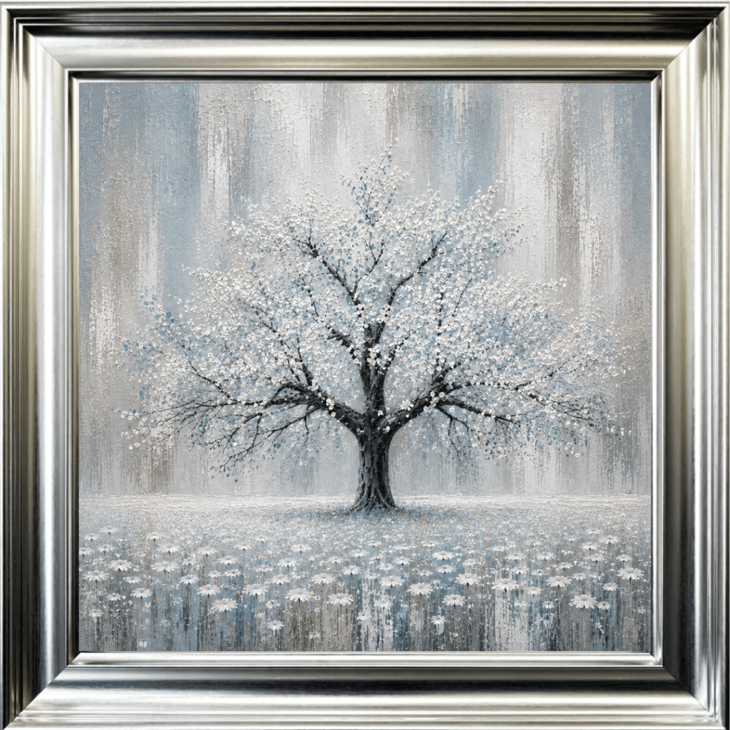 Blue Abstract Cherry Tree - Framed Wall Art