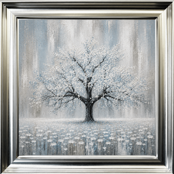 Blue Abstract Cherry Tree - Framed Wall Art
