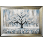 Blue Abstract Cherry Tree - Framed Wall Art