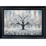 Blue Abstract Cherry Tree - Framed Wall Art