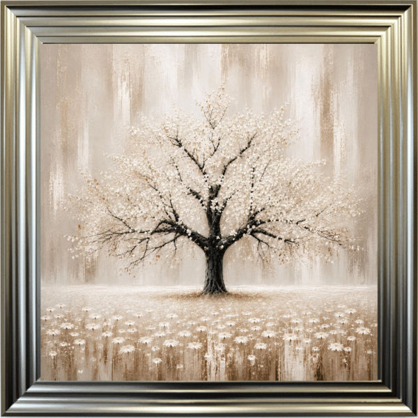 Cream Abstract Cherry Tree - Framed Wall Art